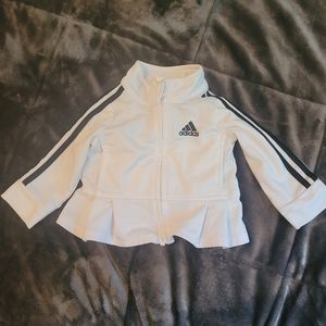 Adidas White Ruffle Bottom Zip-Up Jacket